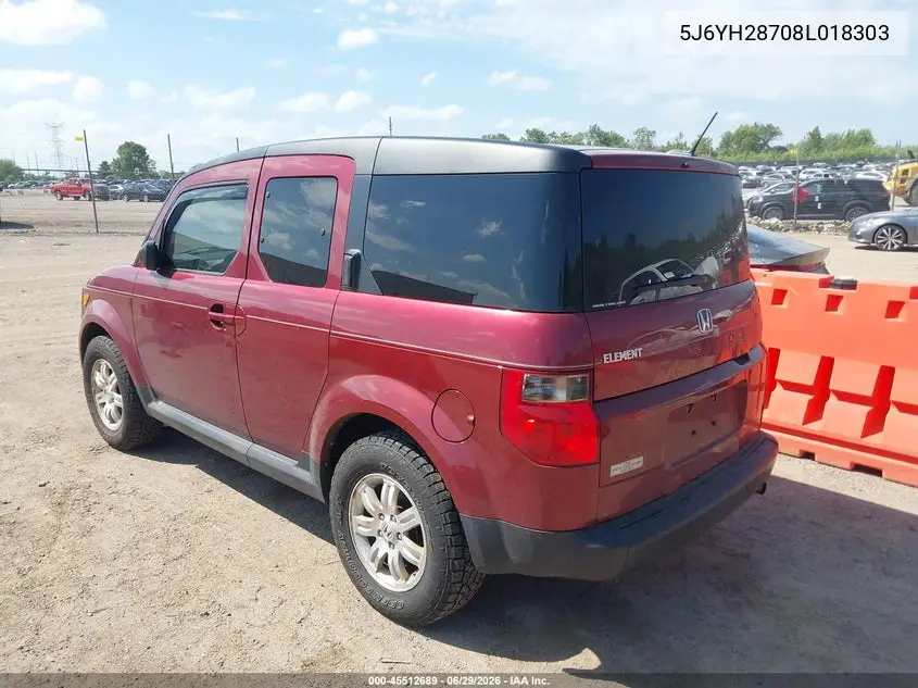 2008 Honda Element Ex VIN: 5J6YH28708L018303 Lot: 45512689