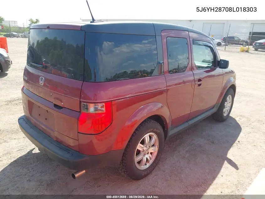 2008 Honda Element Ex VIN: 5J6YH28708L018303 Lot: 45512689
