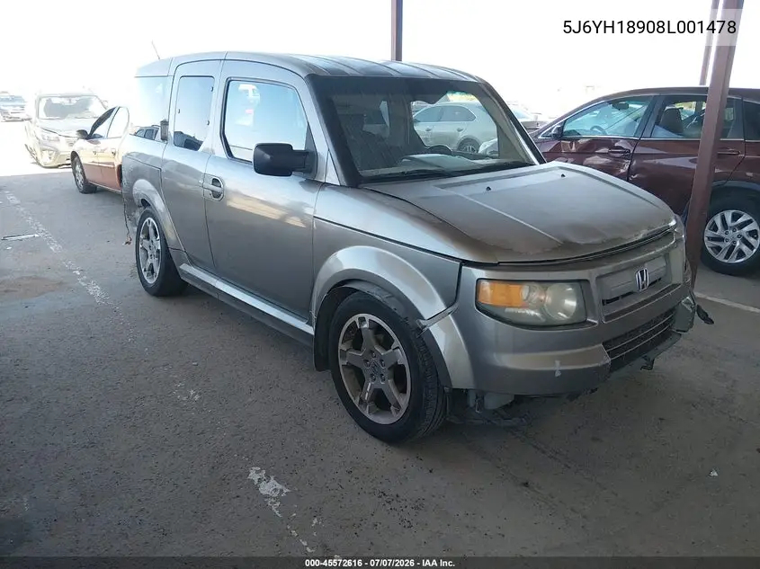 2008 Honda Element Sc VIN: 5J6YH18908L001478 Lot: 45572616