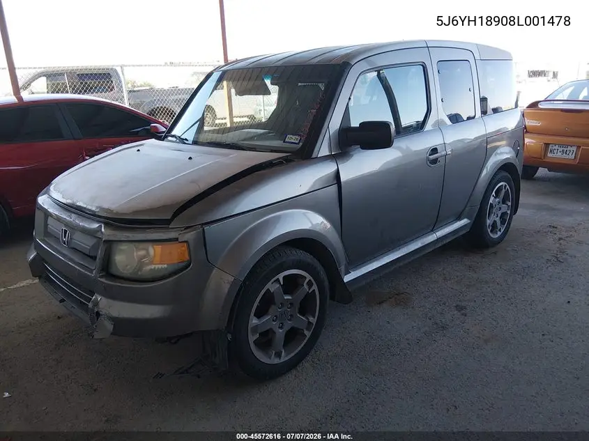 2008 Honda Element Sc VIN: 5J6YH18908L001478 Lot: 45572616