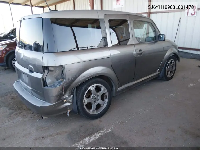 2008 Honda Element Sc VIN: 5J6YH18908L001478 Lot: 45572616