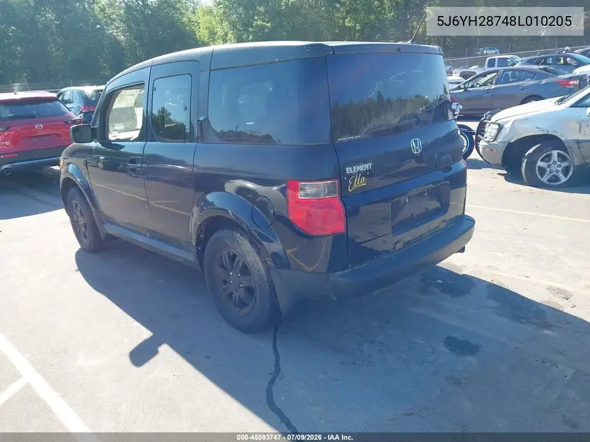 2008 Honda Element Ex VIN: 5J6YH28748L010205 Lot: 45593747