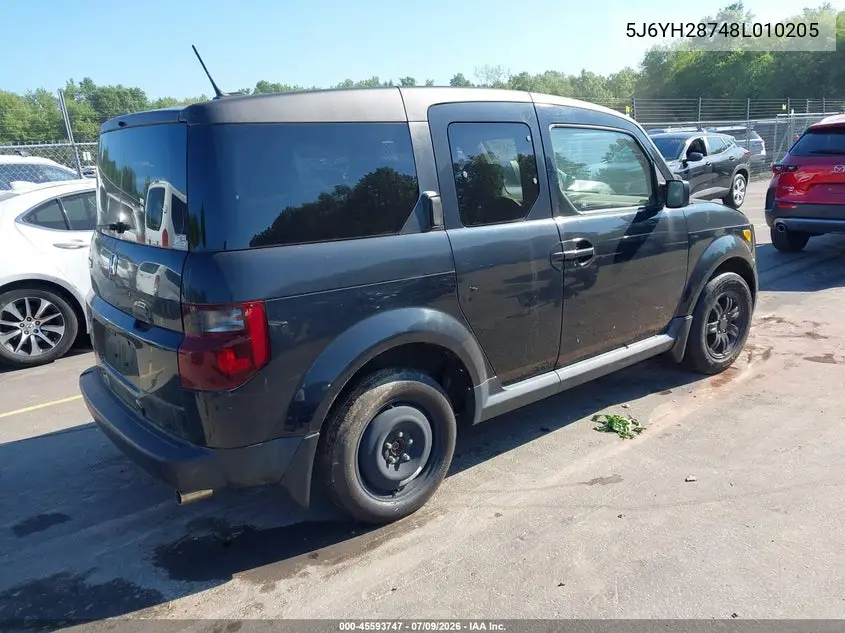 2008 Honda Element Ex VIN: 5J6YH28748L010205 Lot: 45593747