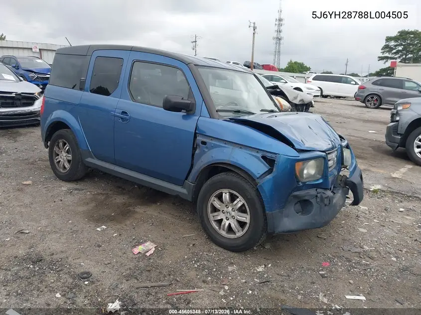 2008 Honda Element Ex VIN: 5J6YH28788L004505 Lot: 45605348