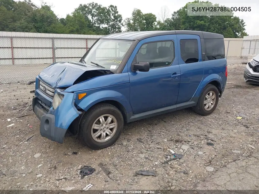 2008 Honda Element Ex VIN: 5J6YH28788L004505 Lot: 45605348
