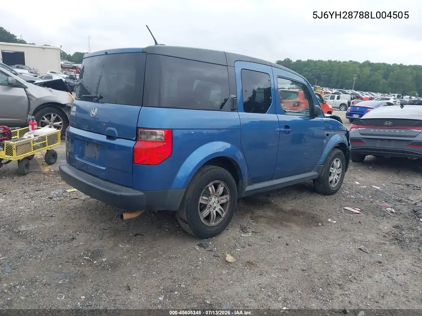 2008 Honda Element Ex VIN: 5J6YH28788L004505 Lot: 45605348