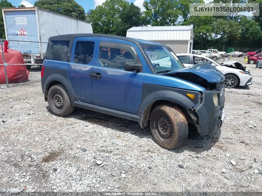 2008 Honda Element Lx VIN: 5J6YH18358L006851 Lot: 45642017