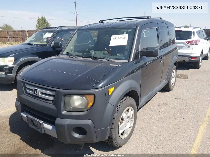 2008 Honda Element Lx VIN: 5J6YH28348L004370 Lot: 45654566