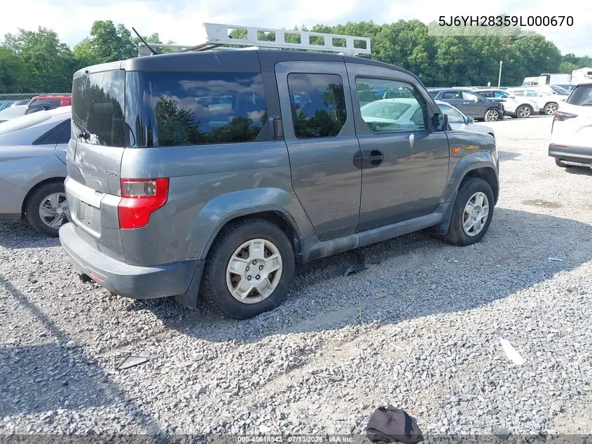 2009 Honda Element Lx VIN: 5J6YH28359L000670 Lot: 45618543