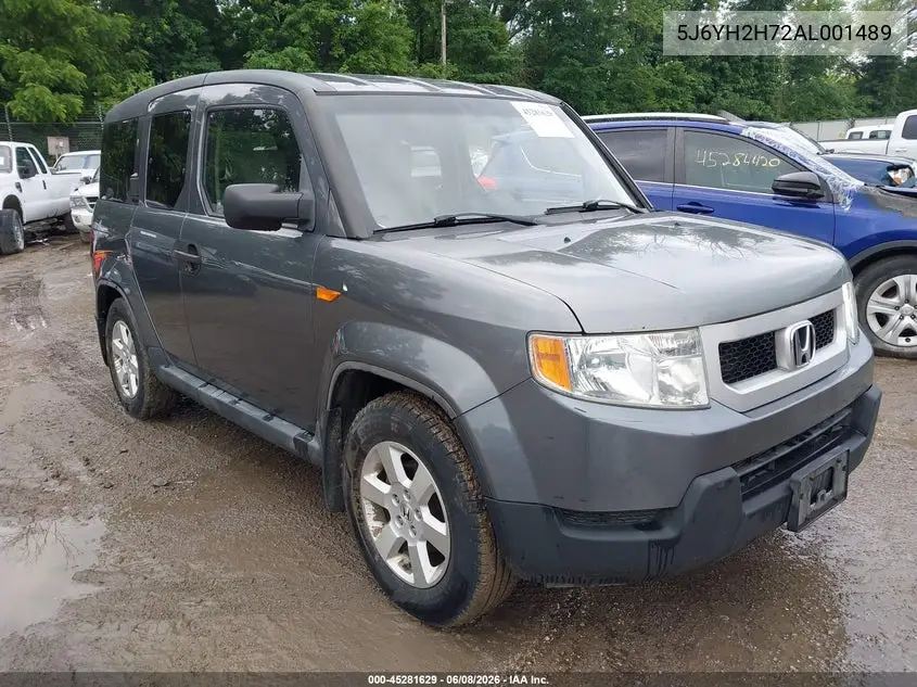 2010 Honda Element Ex VIN: 5J6YH2H72AL001489 Lot: 45281629