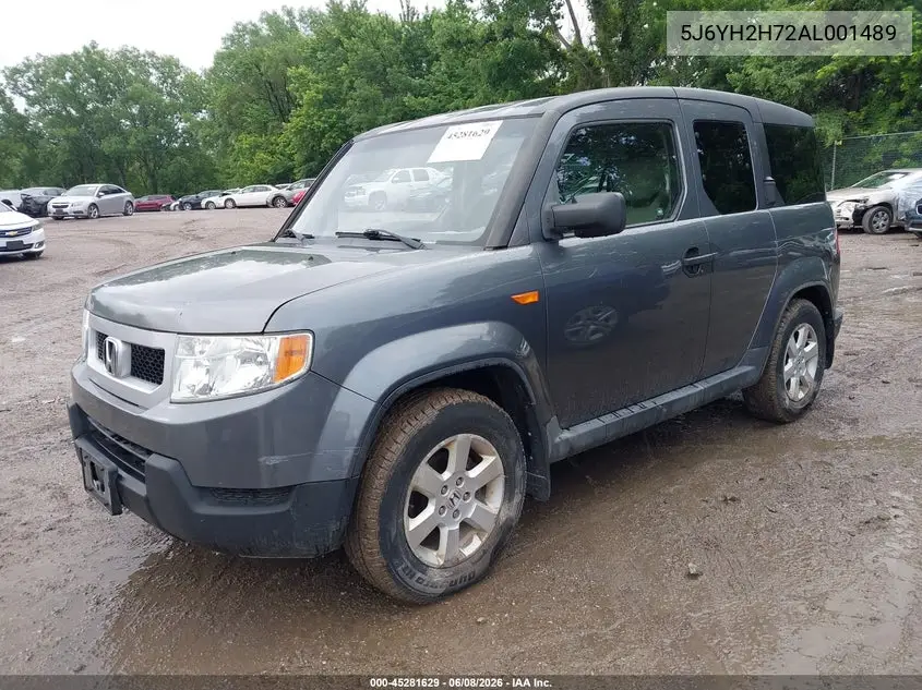 2010 Honda Element Ex VIN: 5J6YH2H72AL001489 Lot: 45281629