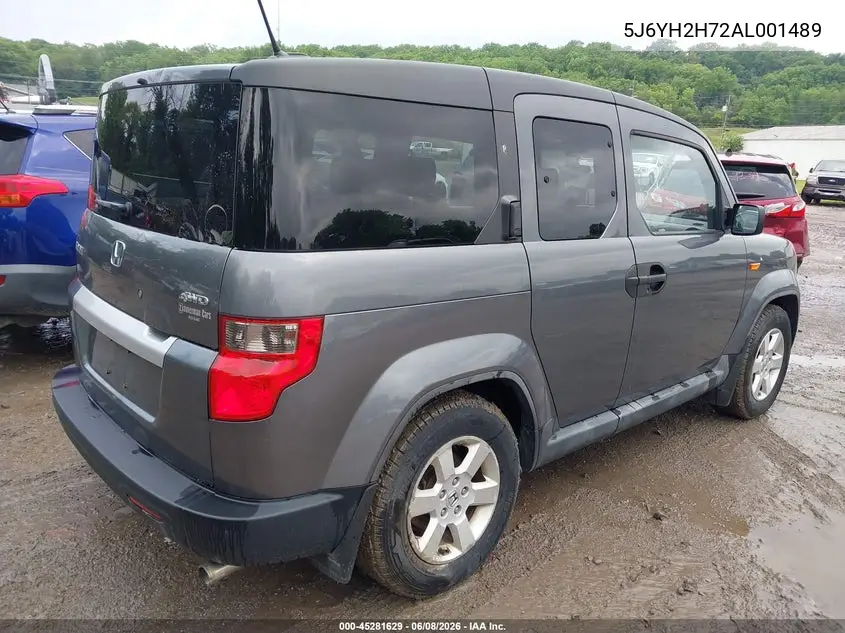 2010 Honda Element Ex VIN: 5J6YH2H72AL001489 Lot: 45281629