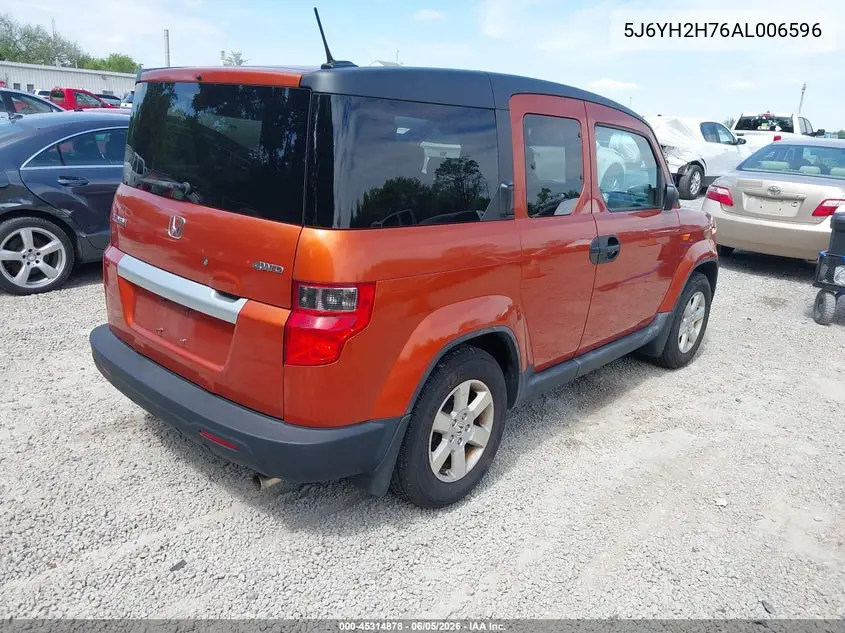 2010 Honda Element Ex VIN: 5J6YH2H76AL006596 Lot: 45314878