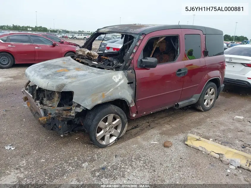2010 Honda Element Ex VIN: 5J6YH1H75AL000881 Lot: 45614057