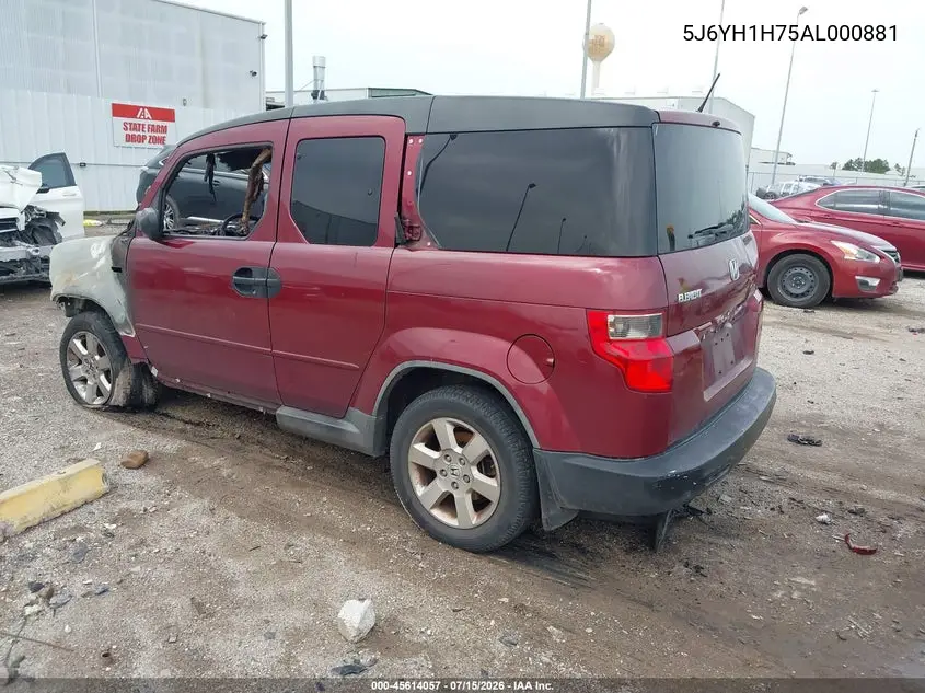2010 Honda Element Ex VIN: 5J6YH1H75AL000881 Lot: 45614057
