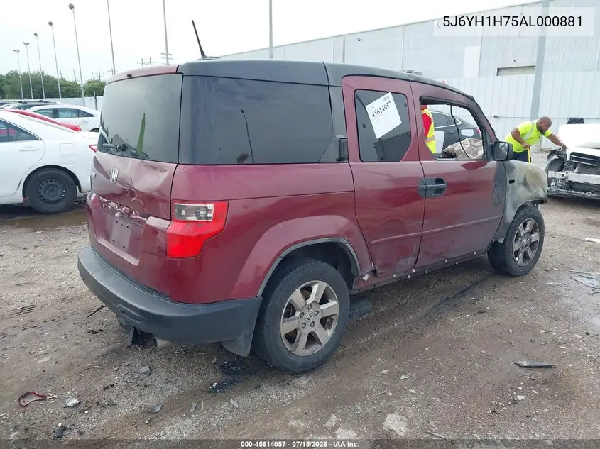 2010 Honda Element Ex VIN: 5J6YH1H75AL000881 Lot: 45614057