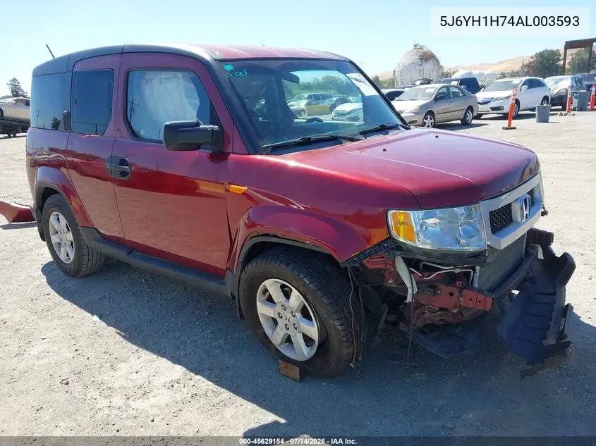 2010 Honda Element Ex VIN: 5J6YH1H74AL003593 Lot: 45629154