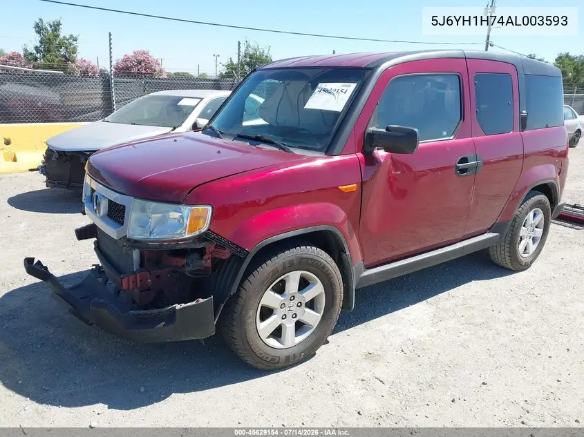 2010 Honda Element Ex VIN: 5J6YH1H74AL003593 Lot: 45629154