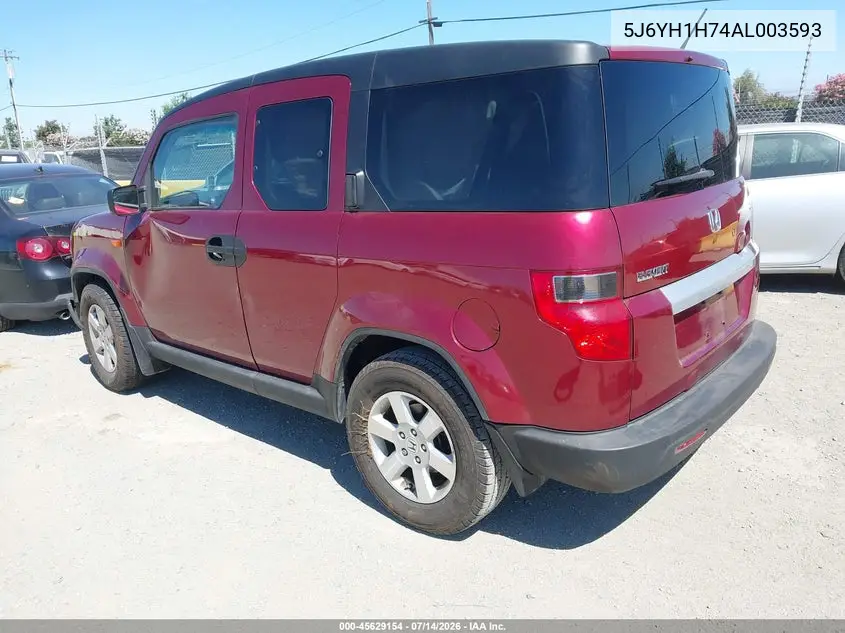2010 Honda Element Ex VIN: 5J6YH1H74AL003593 Lot: 45629154