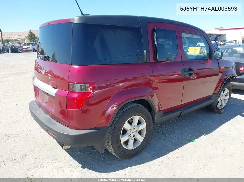 2010 Honda Element Ex VIN: 5J6YH1H74AL003593 Lot: 45629154
