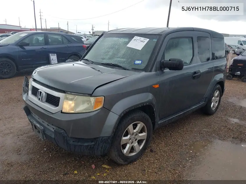 2011 Honda Element Ex VIN: 5J6YH1H78BL000715 Lot: 45277401