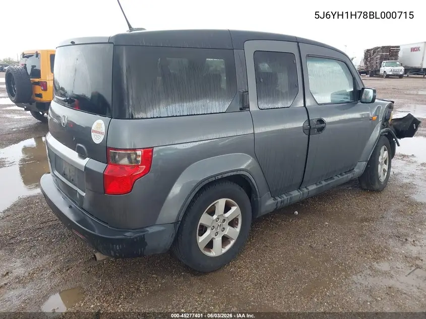 2011 Honda Element Ex VIN: 5J6YH1H78BL000715 Lot: 45277401