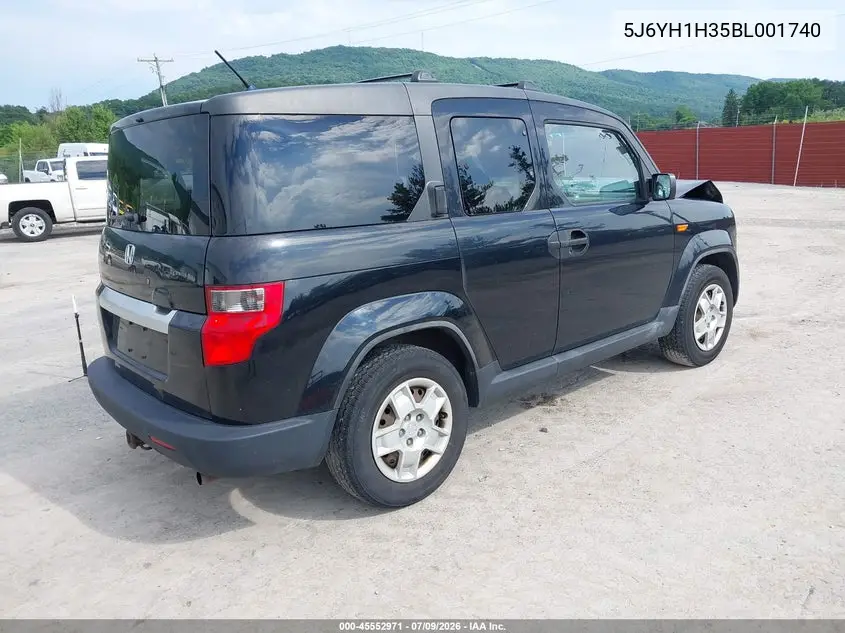 2011 Honda Element Lx VIN: 5J6YH1H35BL001740 Lot: 45552971