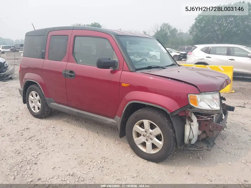 2011 Honda Element Ex VIN: 5J6YH2H72BL003146 Lot: 45632653