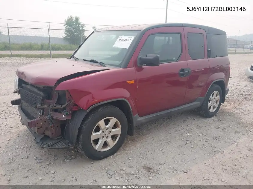 2011 Honda Element Ex VIN: 5J6YH2H72BL003146 Lot: 45632653