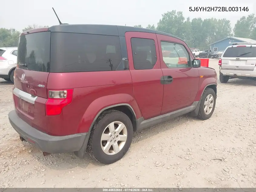 2011 Honda Element Ex VIN: 5J6YH2H72BL003146 Lot: 45632653