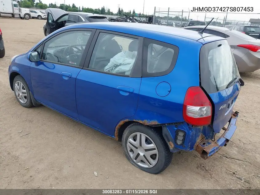 2007 Honda Fit VIN: JHMGD37427S807453 Lot: 30083283
