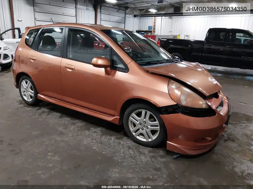2007 Honda Fit Sport VIN: JHMGD38657S034350 Lot: 45340065