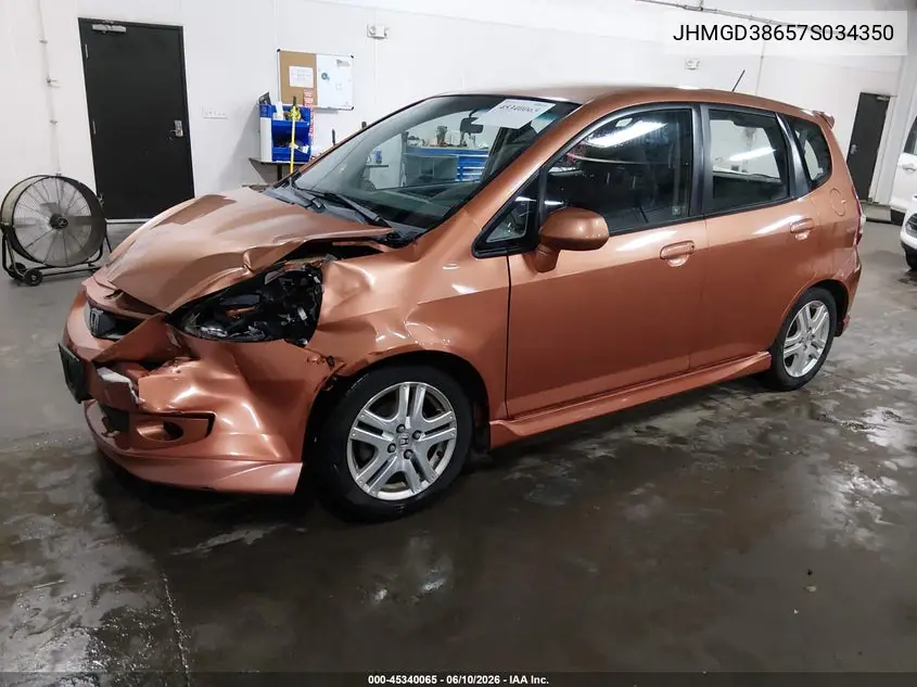 2007 Honda Fit Sport VIN: JHMGD38657S034350 Lot: 45340065