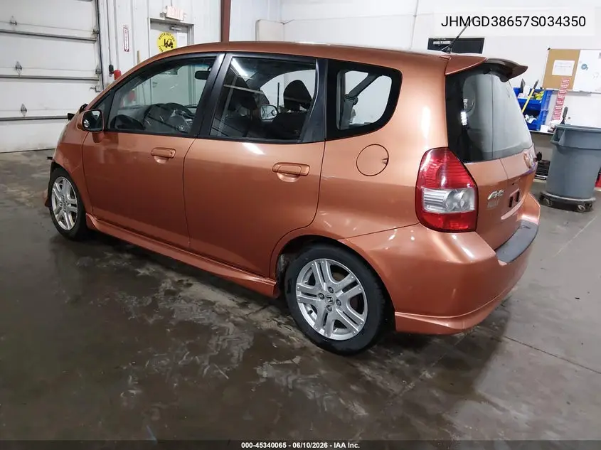 2007 Honda Fit Sport VIN: JHMGD38657S034350 Lot: 45340065
