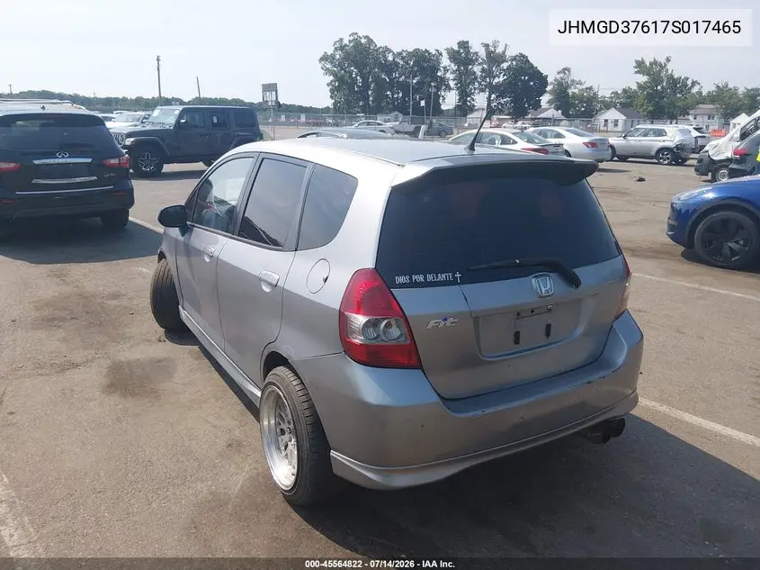 2007 Honda Fit Sport VIN: JHMGD37617S017465 Lot: 45564822