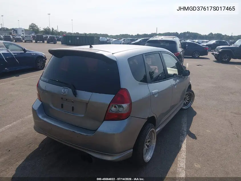 2007 Honda Fit Sport VIN: JHMGD37617S017465 Lot: 45564822