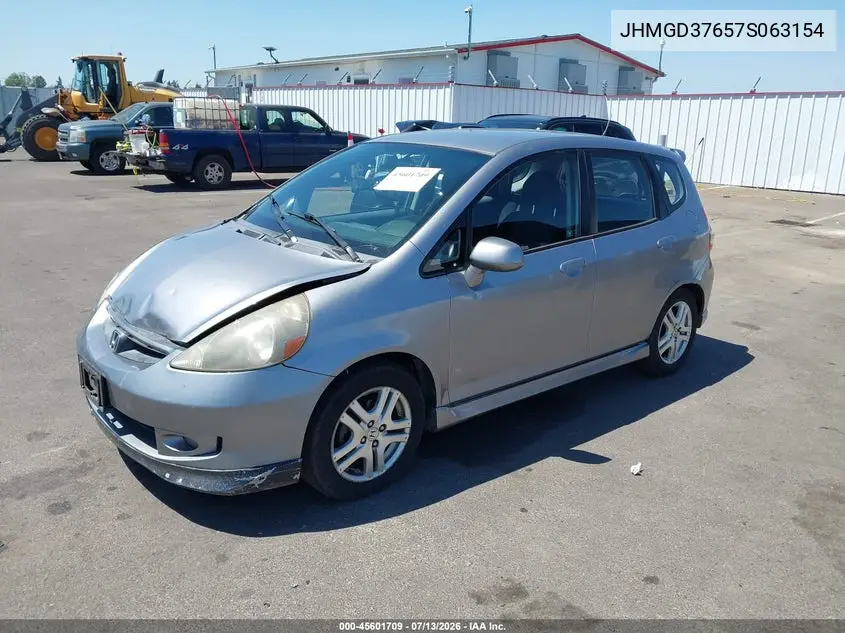 2007 Honda Fit Sport VIN: JHMGD37657S063154 Lot: 45601709