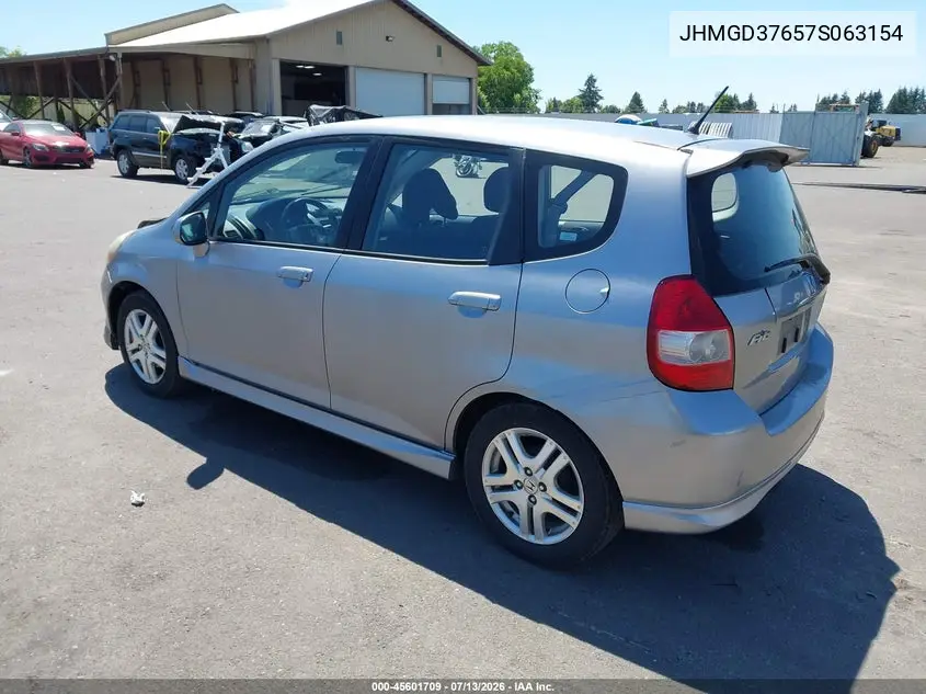 2007 Honda Fit Sport VIN: JHMGD37657S063154 Lot: 45601709