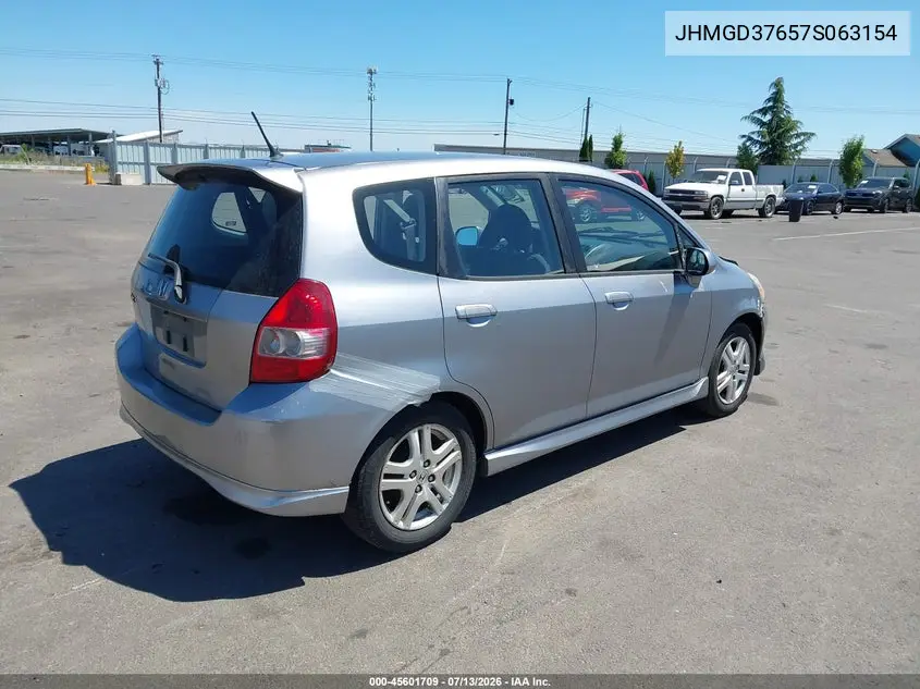 2007 Honda Fit Sport VIN: JHMGD37657S063154 Lot: 45601709
