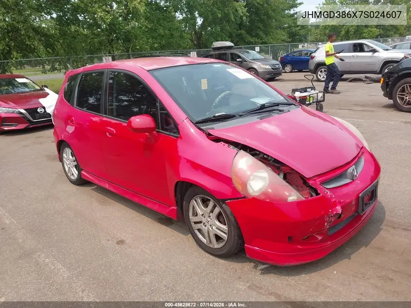 2007 Honda Fit Sport VIN: JHMGD386X7S024607 Lot: 45628672