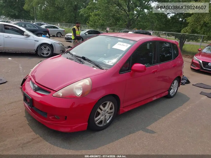 2007 Honda Fit Sport VIN: JHMGD386X7S024607 Lot: 45628672
