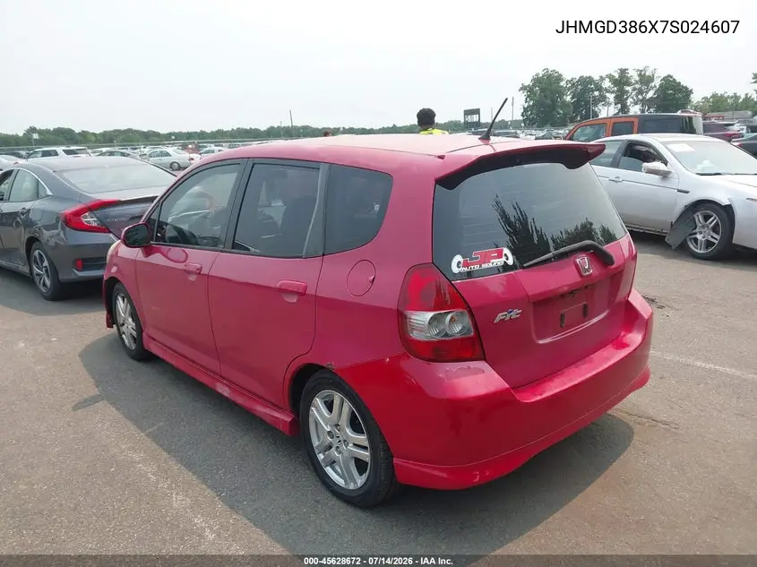 2007 Honda Fit Sport VIN: JHMGD386X7S024607 Lot: 45628672