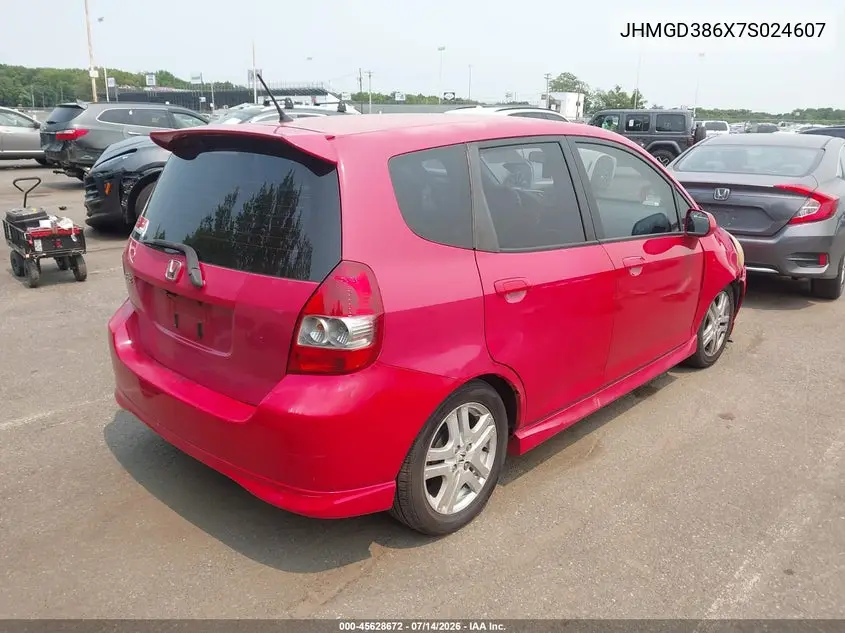 2007 Honda Fit Sport VIN: JHMGD386X7S024607 Lot: 45628672