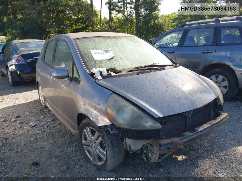 2007 Honda Fit Sport VIN: JHMGD38667S034163 Lot: 45642493