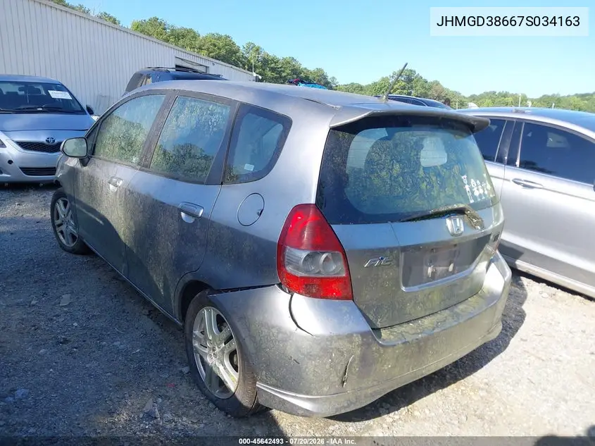 2007 Honda Fit Sport VIN: JHMGD38667S034163 Lot: 45642493