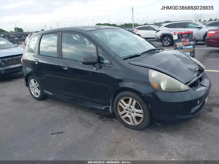 2008 Honda Fit Sport VIN: JHMGD38688S028835 Lot: 45332210