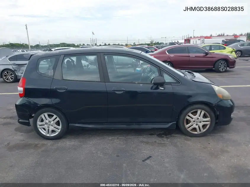2008 Honda Fit Sport VIN: JHMGD38688S028835 Lot: 45332210