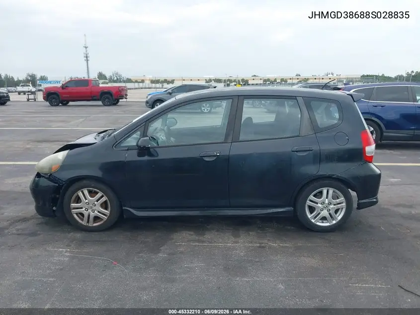 2008 Honda Fit Sport VIN: JHMGD38688S028835 Lot: 45332210