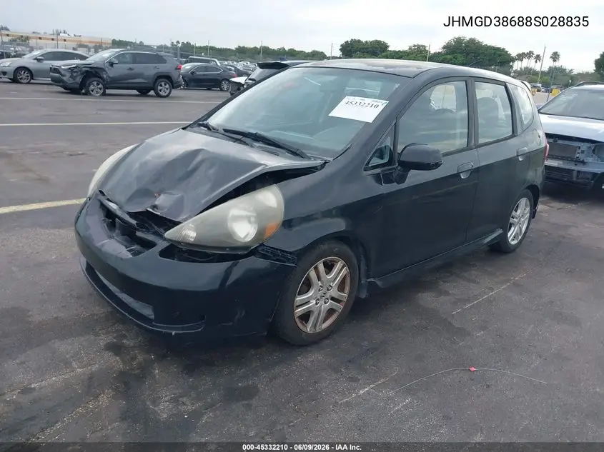 2008 Honda Fit Sport VIN: JHMGD38688S028835 Lot: 45332210