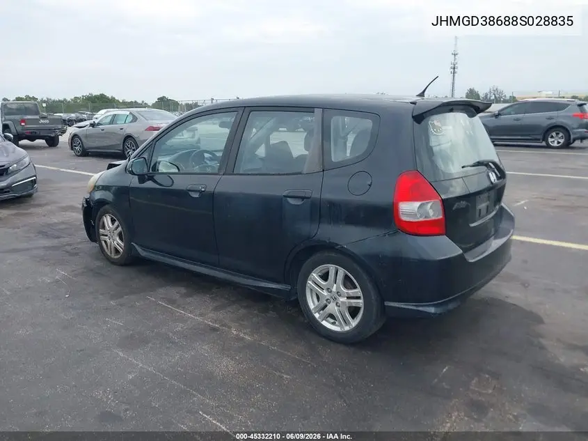 2008 Honda Fit Sport VIN: JHMGD38688S028835 Lot: 45332210